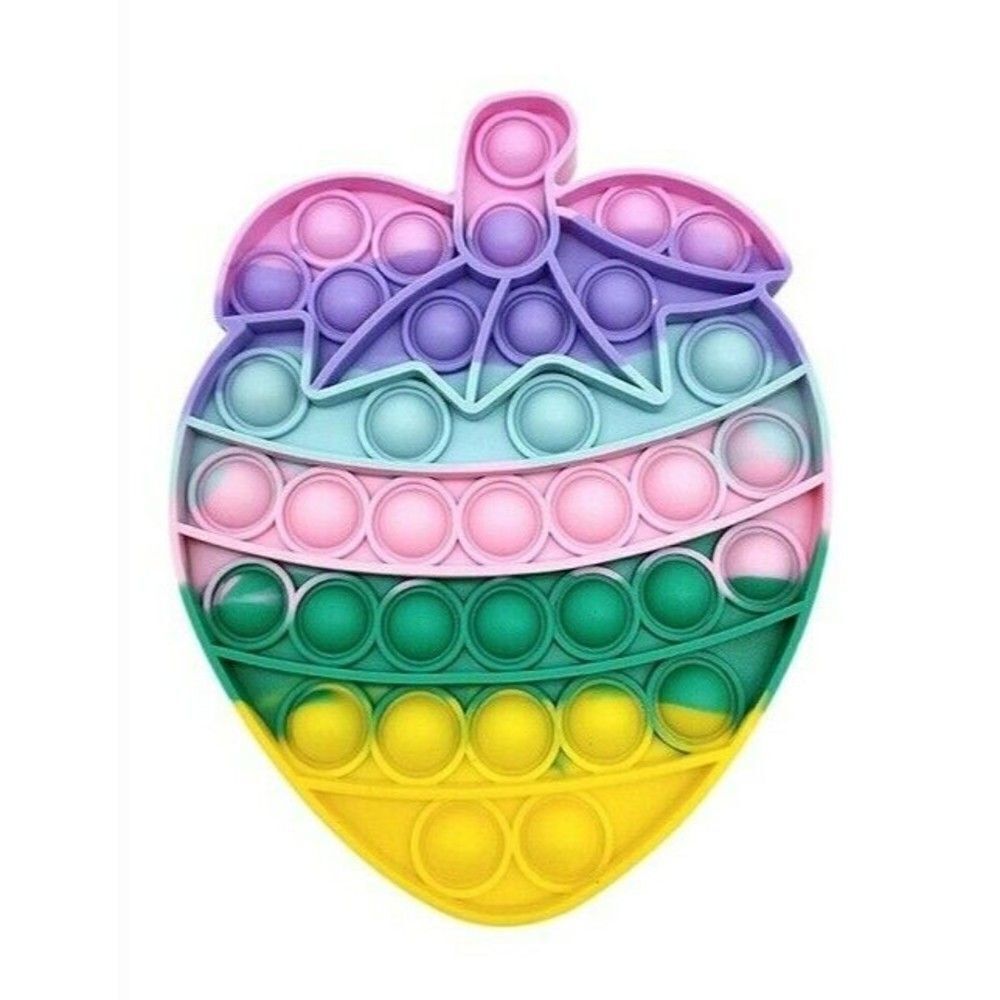 Fidget Toy Strawberry Fruit Push Pop Bubble Pastel Rainbow Sensory Stress